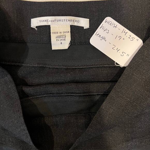 Diane Von Furstenburg DVF Black Grey Wool Blend Chickie Pencil Skirt Size 8 - Picture 6 of 9